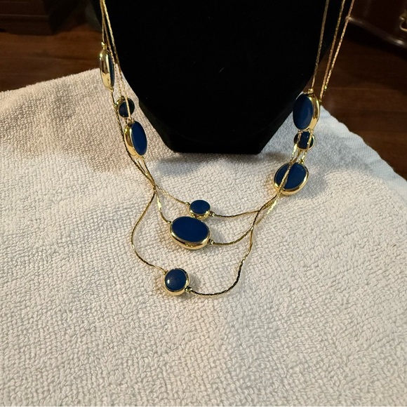 Avon “Color Classics” necklace goldtone/blue NIB 1997 vintage - Picture 7 of 7